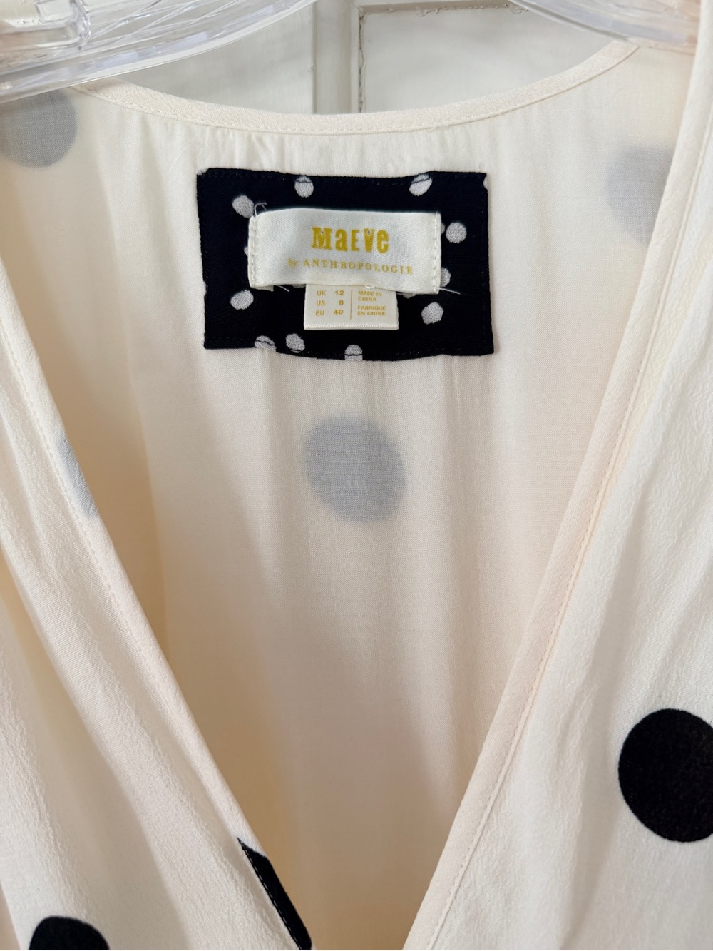 Anthropologie Maeve Dress in Cream with Black Polka Dots